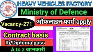 Ministry of Defence recruitment 2024. Heavy vehicles factory Avadi. Ministry of Defence