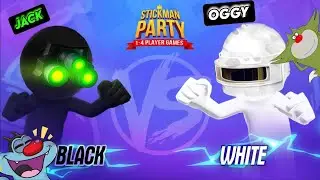 OGGY BECOMES STICKMAN IN STICKMAN PARTY GAME | WITH JACK | OGGY GAME
