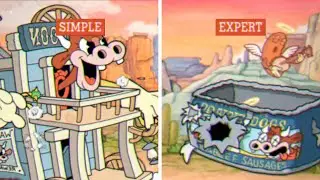 Cuphead DLC - Simple VS Expert Mode Comparison (No Damage) - Esther Winchester