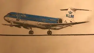 Airplane drawing timelapse (KLM Fokker 100) #art #aviation #klm