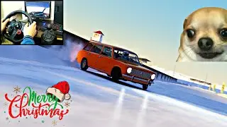 Tandem drifting on REAL SNOW in Russia POV LADA 2102 + One hand 360 ENTRY