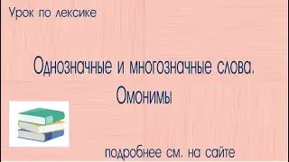 Однозначные и многозначные слова в русском языке. Омонимы.