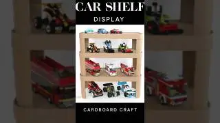 Toy Car Shelf Display made from cardboard   #cardboardcrafts #toycarshelf #carorganizer #cargarage