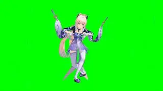 Kokomi Fortnite Default Dance Green Screen - Genshin Impact MMD