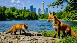 🎼 A fox family living in the city park