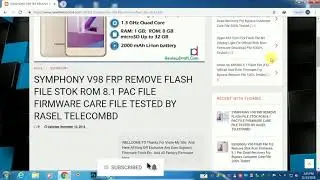 Symphony V98 Frp Google Account Pattern Pin Lock Remove Flash File Stok Rom Firmware 1000% Tested