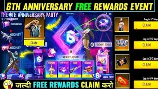 Free Fire 6th Anniversary Event | How To Claim 6th Anniversary Free Rewards | FF Anniversary 2023