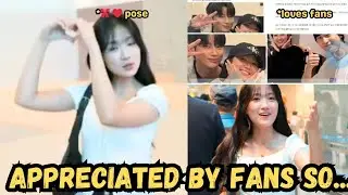 Hyeyoon gladly doing 🎀 heart pose taught by reporter, Hyeyooniee also appreciates fans & her gifts