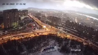 Мурманск под снежными зарядами, таймлапс.