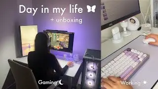Day in my life ♡ | doing work 🎧 unboxing 📦 and late night gaming 🎮