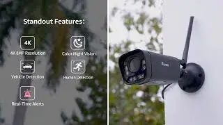 4K 8MP Ctronics Security Camera Outdoor WiFi with Human /Vehicle Detection 25M Color Night Vision