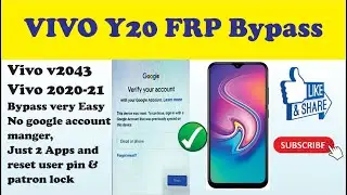 VIVO Y20 FRP Bypass || Vivo v2043 Bypass || Vivo Y20 google account remove