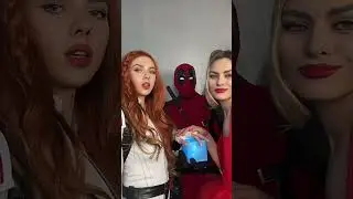 Cosplay transition 😍 Harley, Quinn, and Black  Window and Deadpool.Tony