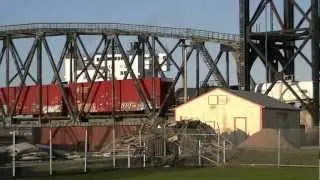 CN Line Train Crossing the CN Lift Trestle in Sault Ste. Marie, Michigan 2012