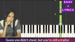 Olivia Rodrigo - traitor EASY Piano Tutorial + Lyrics