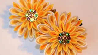 МК DIY Цветок Канзаши / Kanzashi Blume
