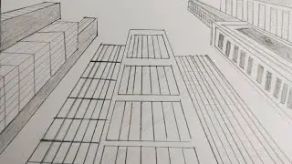 cityscape || One point perspective || beginners friendly sketch