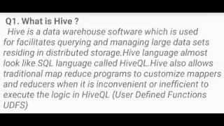 Top 65 Hive iNTERVIEW Questions and Answers || frequently asked questions in Interview