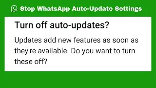 Turn Off WhatsApp Auto Update || Stop Auto Update WhatsApp Settings