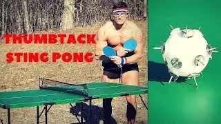 Bodybuilder VS Thumbtack STING PONG Challenge | Crazy Table Tennis\Ping Pong Ball Damage Test