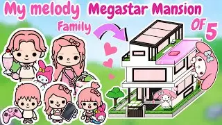 My Melody Family Megastar Mansion House Design of 5🩷🚙Toca boca house ideas(House ideas Free)✨️ 