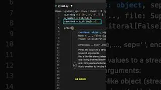 Shortcut to Reverse a String and List