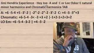 Jimi Hendrix Experience - Hey Joe - A,C or Lee Oskar E nat min harmonica and Chromatic  TAB (trial)