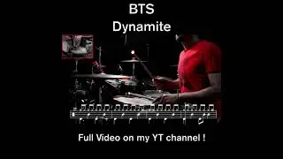 BTS - Dynamite - Drum cover (with scrolling drum sheet) #bts #drumcover #drumming