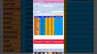 Shop bill with tax and discount in excel ☺️☺️ #excel #ytshorts #shortsfeed