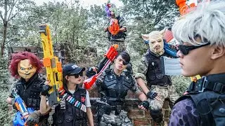 Patrol Police Black Dragon Warriors Nerf Guns / Fight Lion Mask Keeping Arsenal