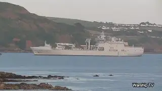 ROYAL NORWEGIAN NAVY REPLENISHMENT OILER HNoMS MAUD A530 IN PLYMOUTH SOUND 2-7-24