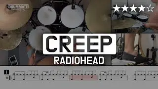 [Lv.14] Creep -  Radiohead (★★★★☆) Pop Drum Cover (Score, Lessons, Tutorial) | DRUMMATE
