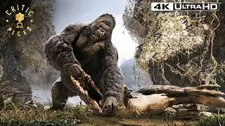 King Kong's Brutal Battle With The T-Rex (Full Scene) | King Kong 4k HDR