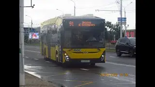 Минск, поездка на электробусе МАЗ-303.Е10, рег.№ АА Е009-7, марш.91 (24.07.2022)