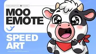 Cute Moo Twitch Emote Design SpeedArt - By CoffeeCup 