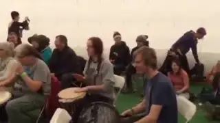 Drum Circle at Lindisfarne Festival 2015