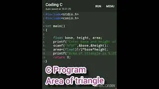 C Program Area Of Triangle | Area Of Triangle C Program | C Program Tutorial | #Shorts @WebCoding