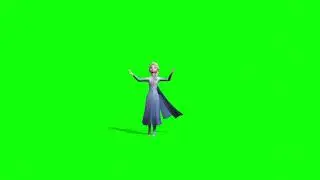 Elsa Frozen 2 Open Curtains - Green Screen