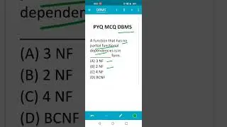 Database Normalization PYQ MCQ UGNET CS/ TNSET Computer science/ PG TRB 