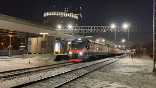 Электропоезд ЭП2Д-0094 станция Кунцево-1 до станции Бородино. 17.02.2023.