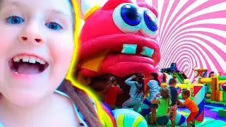 Мой активный день на батутах в Польше. Море батутов. Детское видео.