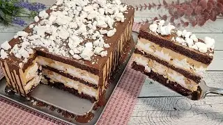 The famous unrealistically delicious SNICKERS cake with MERINGUE! One of the most delicious cakes!
