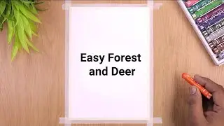 Easy Forest and Deer landscape Scenery / Drawing with Oil Pastels / Step by Step