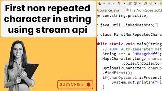 first non repeated character in string using stream api | java 8 | stream
