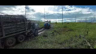 КАМАЗ РЕКС 6×6  не смог подняться😩 МТЗ в помощь