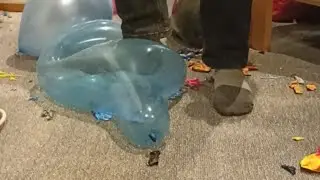 Balloon stomping (stomp to pop half inflated balloons)