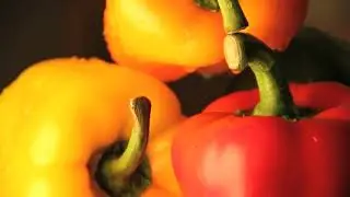 Rotating Red and Yellow Bell Pepper