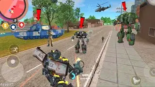 Rope Hero: Vice Town (Transformer Fight Green Car Robots) Hand Red Laser Beam - Android Gameplay HD