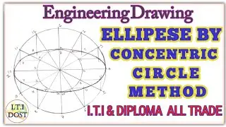Draw ellipse by concentric circle method. Iti all trades. NCVT & SCVT. Engineering drawing in hindi