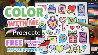 Kawaii Doodles Coloring in Procreate | No talking just relaxing music